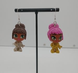Earrings Hatchimals Mini Pixies Toy Handmade 925 Silver Hook Dangle Glitter OOAK